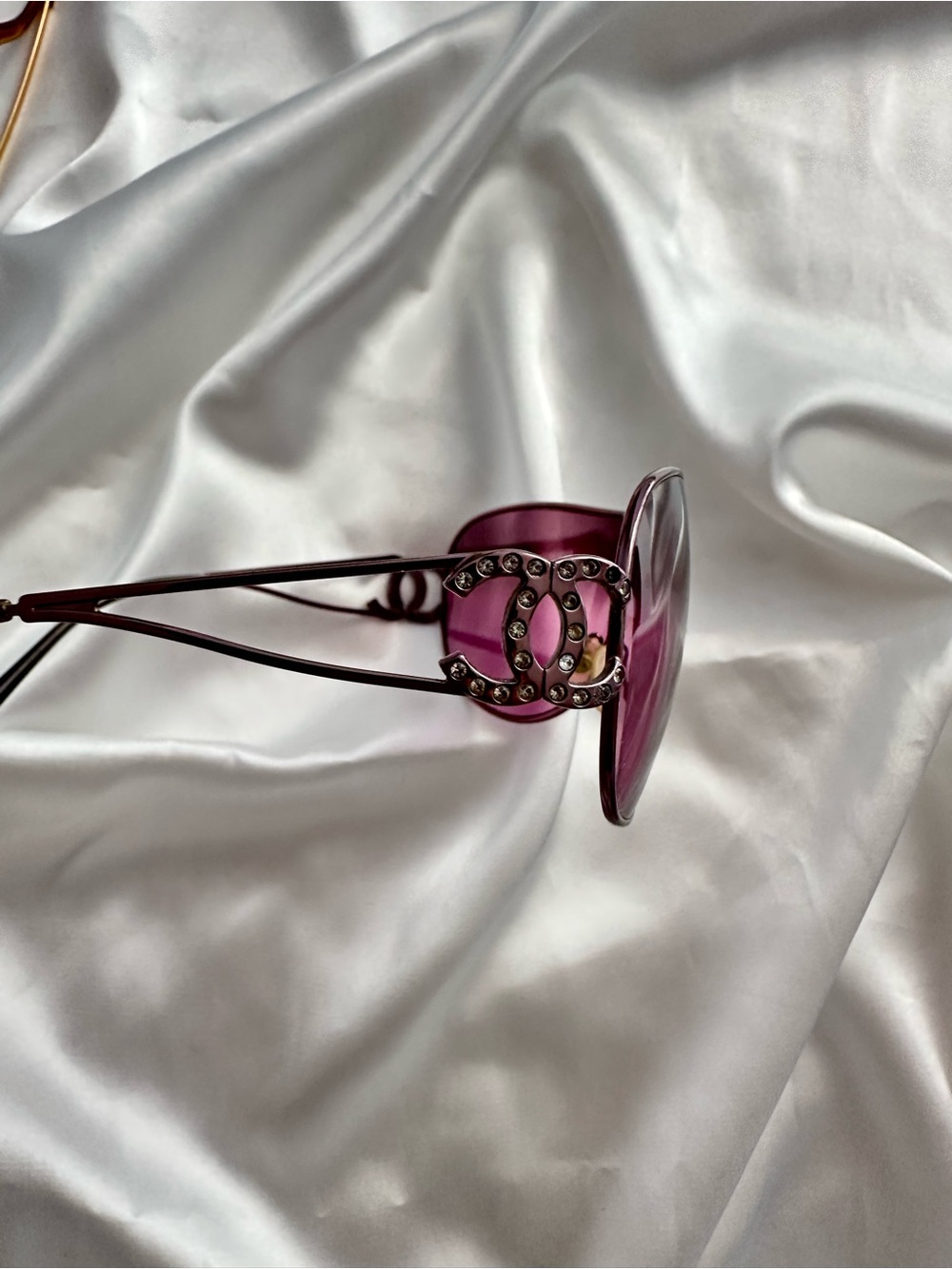 CHANEL Pink Purple Rhinestone  CC Logo Sunglasses - Picture 6 of 15
